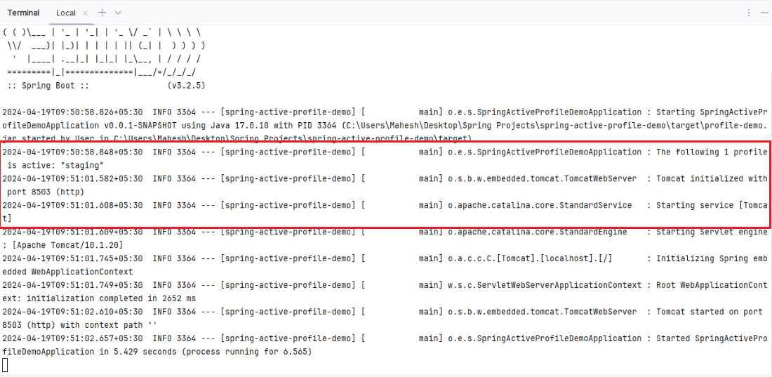 Staging profile Output