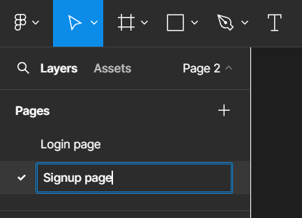 Creating a New Page in Figma