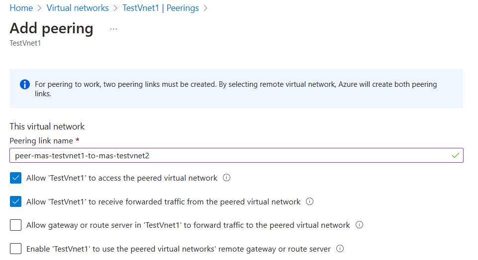 Configuring Peering Link Details