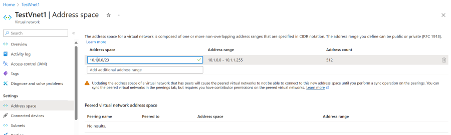 Defining the Address Space of Virtual Network