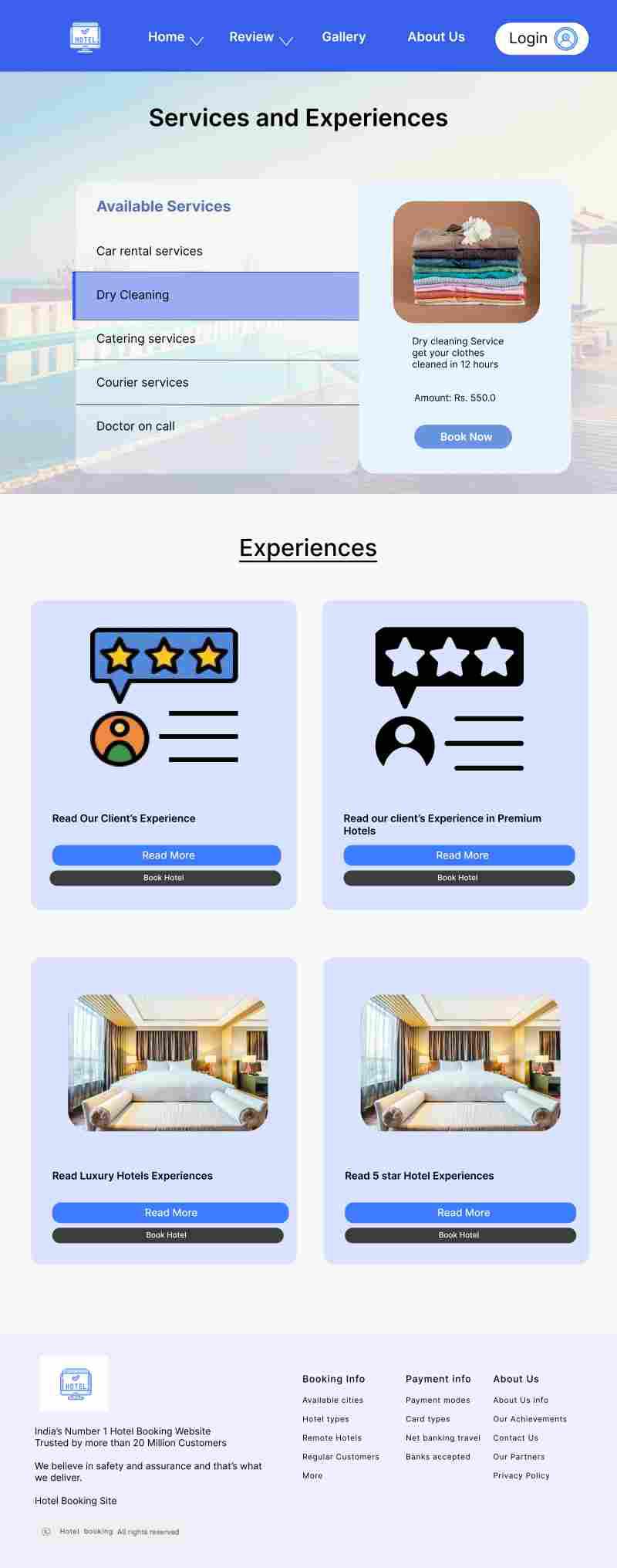 Services and Experiences Page