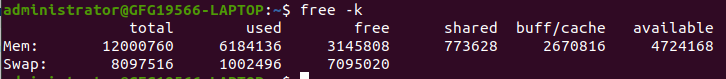 free -k options