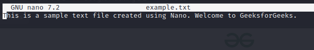 opening text file using nano 