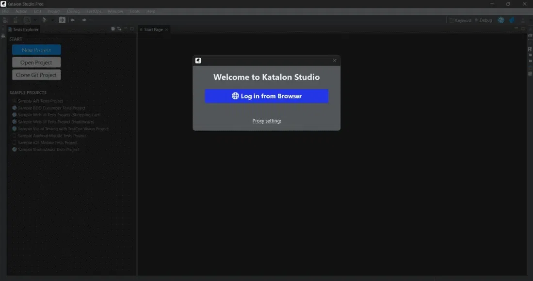Launch Katalon Studio