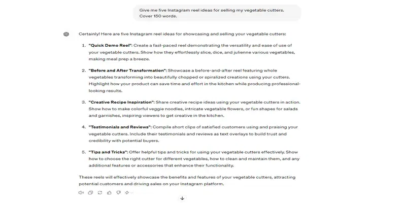 Instagram Product Reels ChatGPT Prompt