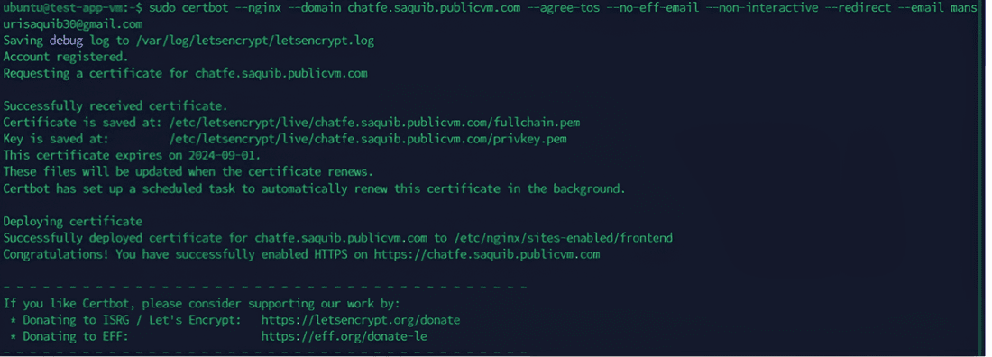 SSL certificate for frontend