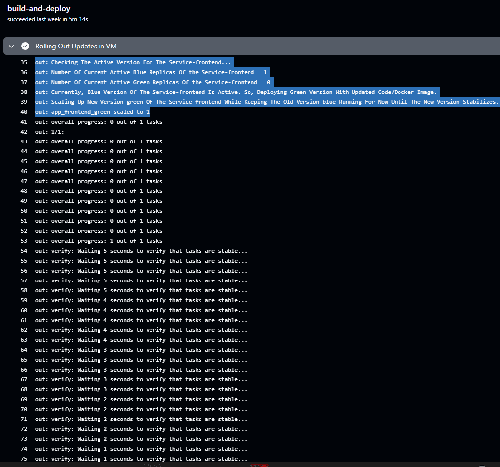 Rolling out update in the frontend inactive version "green"