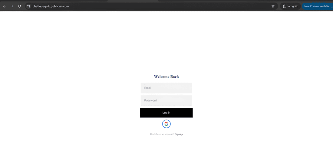 Login/signup page