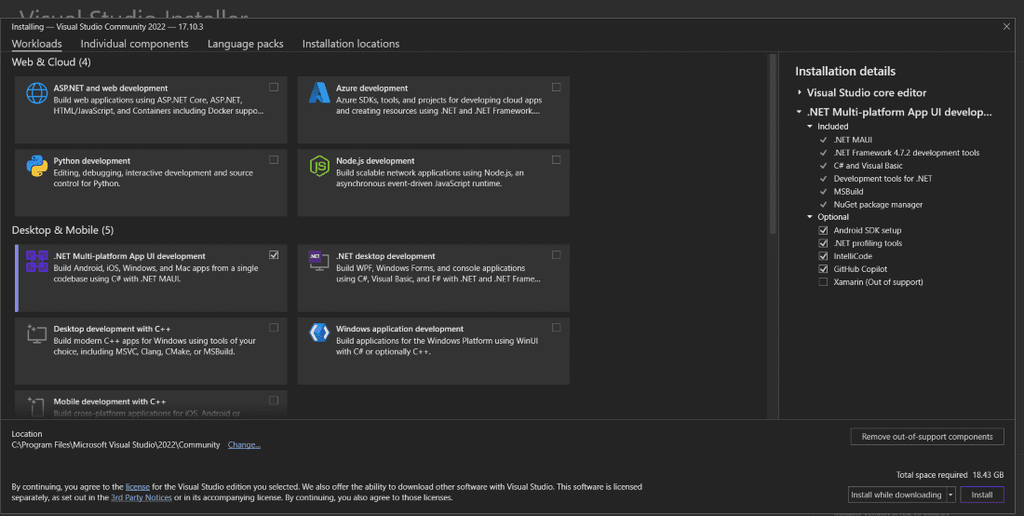 Guide to install and setup visual studio for android app development
