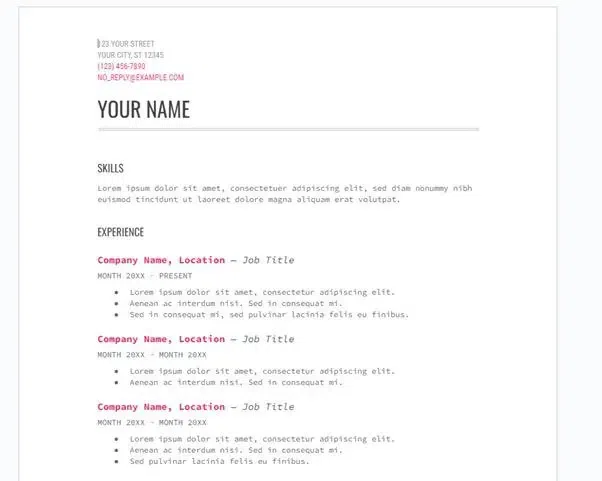 Make A Resume on Google Docs