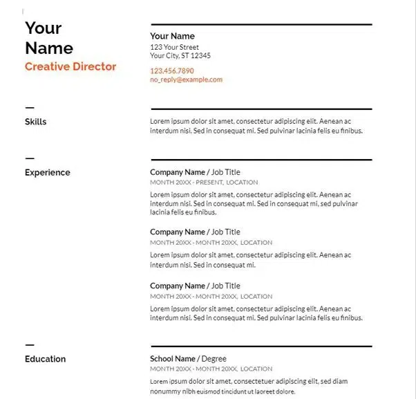 esume Templates for Google Docs