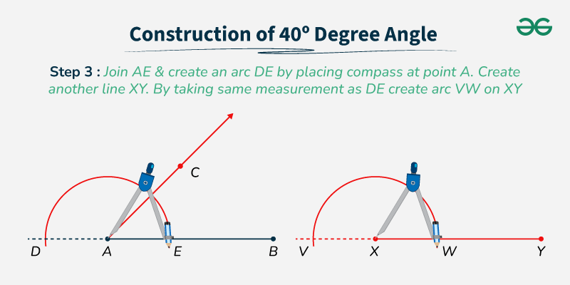 Construction of 40 Degree Angle - GeeksforGeeks