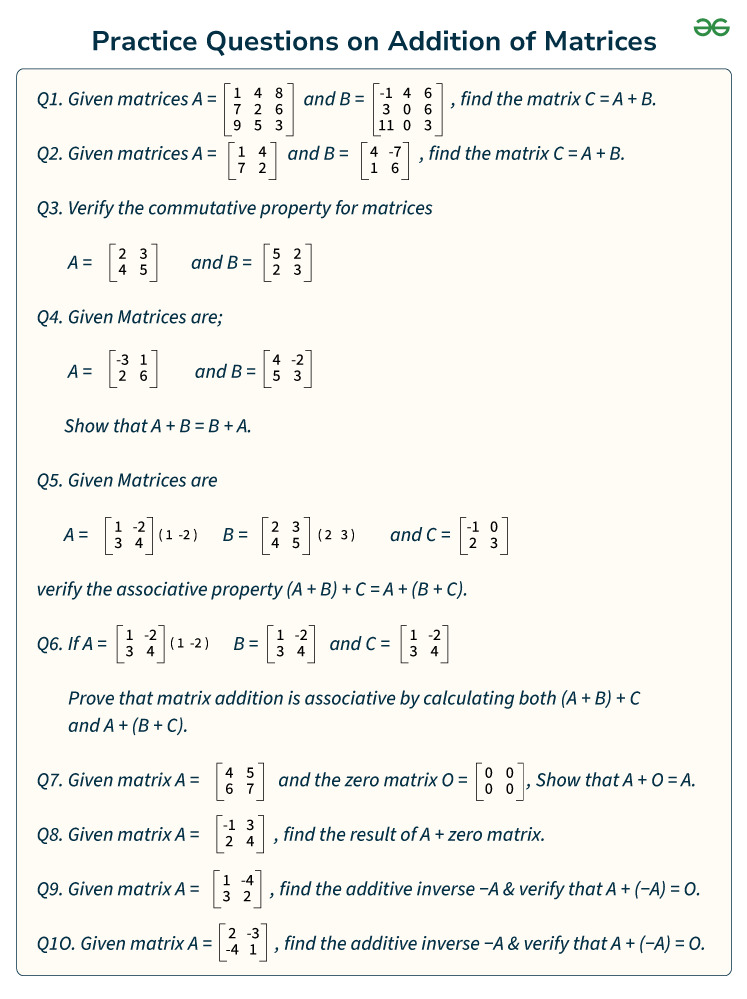 Matrix Mathematics Practice Problems Matrix Mathematics Practice Problems