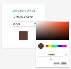 Angular Material Color Picker Typescript Color Picker App using Angular - GeeksforGeeks