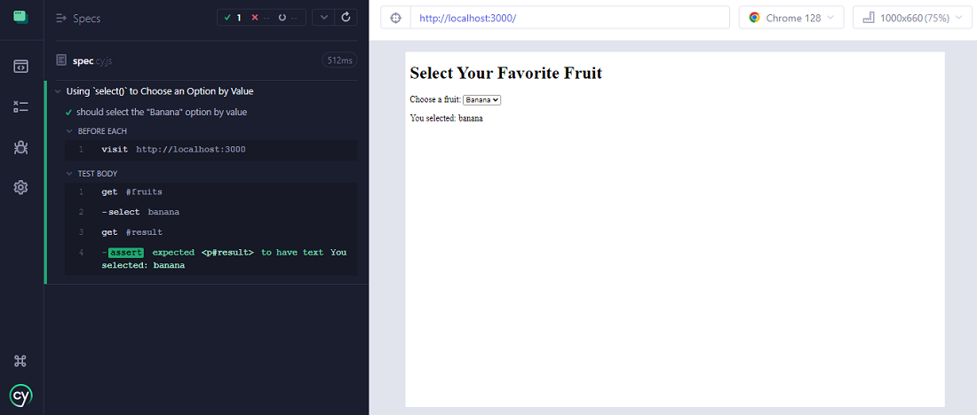 Cypress - select() Method - GeeksforGeeks