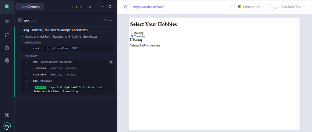 Cypress - uncheck() Method - GeeksforGeeks