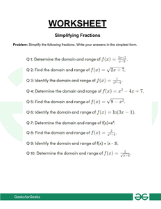 Domain and Range Worksheet - GeeksforGeeks