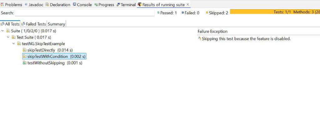 How to use TestNG SkipException? - GeeksforGeeks