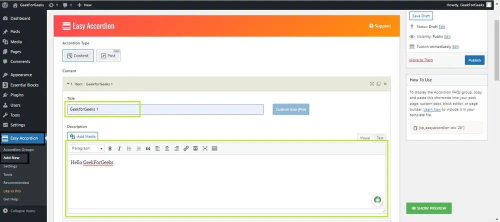 How To Add An Accordion In WordPress Site?