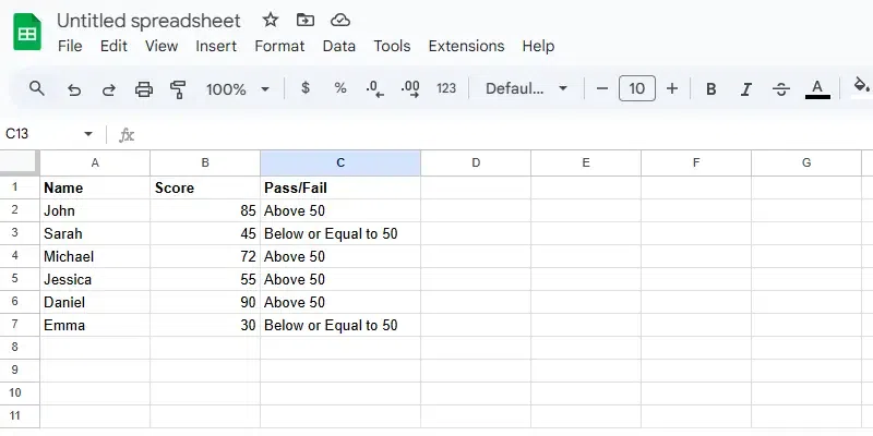 Google Sheets IF ELSE - GeeksforGeeks