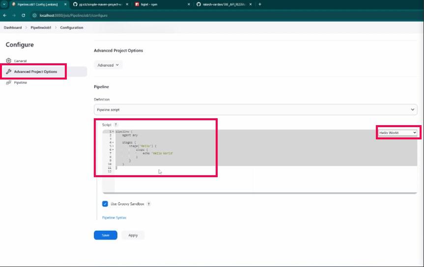 add the sample project script