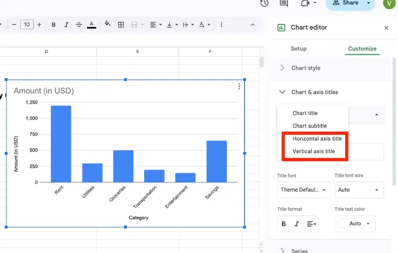 How to Change Chart Labels and Title in Google Sheets
