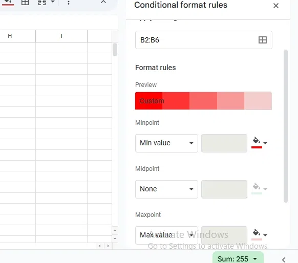 Color Scale Formatting in Google Sheets