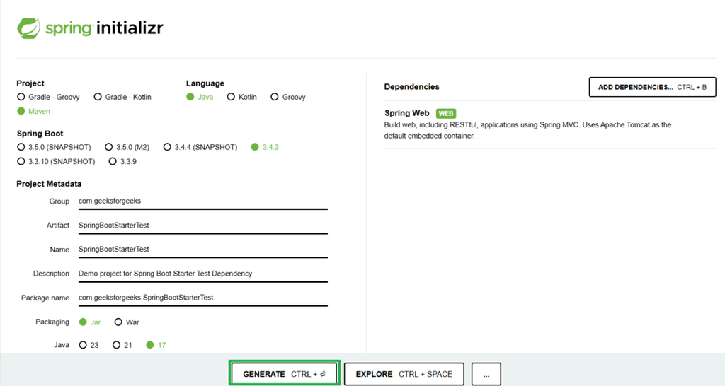 Spring Boot - Starter Test - GeeksforGeeks