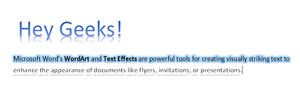 WordArt and Text Effects in MS Word - GeeksforGeeks