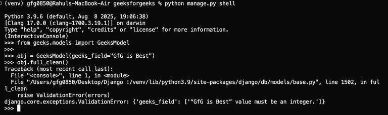Field Validations and Built-In Fields - Django Models - GeeksforGeeks