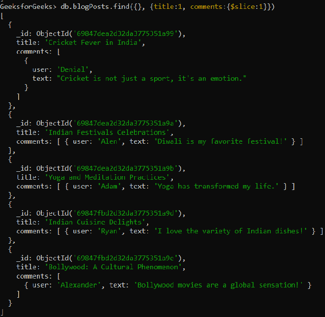 MongoDB Query an Array - GeeksforGeeks