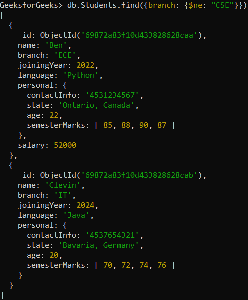 MongoDB Comparison Query Operators - GeeksforGeeks