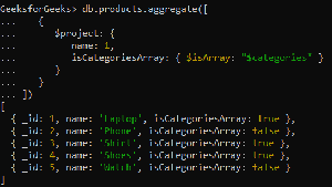 MongoDB - $isArray Operator - GeeksforGeeks