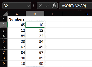 Sorting Data in Excel Using the SORT Function - GeeksforGeeks
