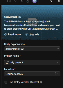 Creating a Project in Unity - GeeksforGeeks