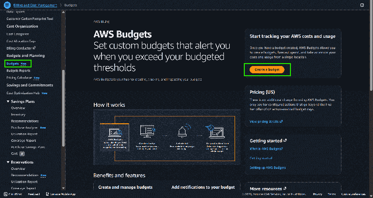 Amazon Web Services Budget Setup - GeeksforGeeks