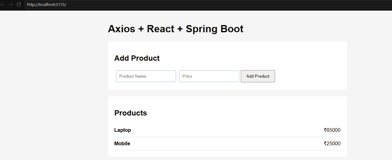 Axios for HTTP Requests in React + Spring Boot - GeeksforGeeks