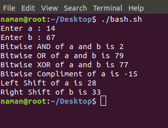 assignment operator linux shell