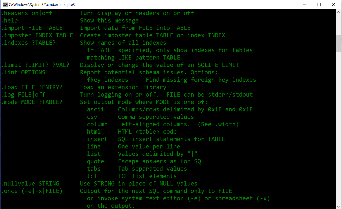 sqlite command line based