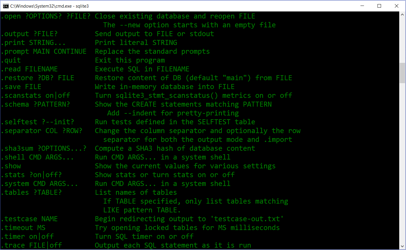 sqlite commands tutorial