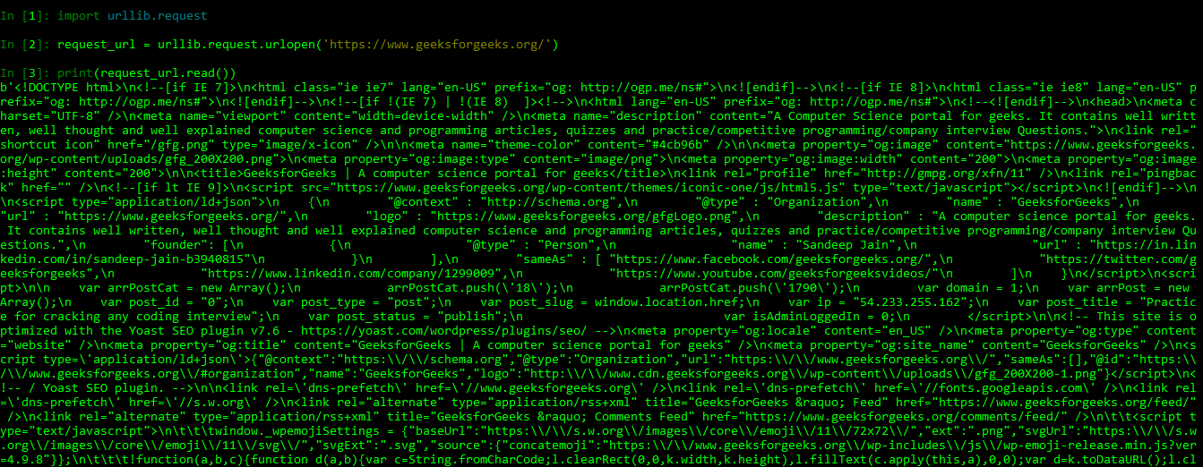 Python Urllib Module Geeksforgeeks