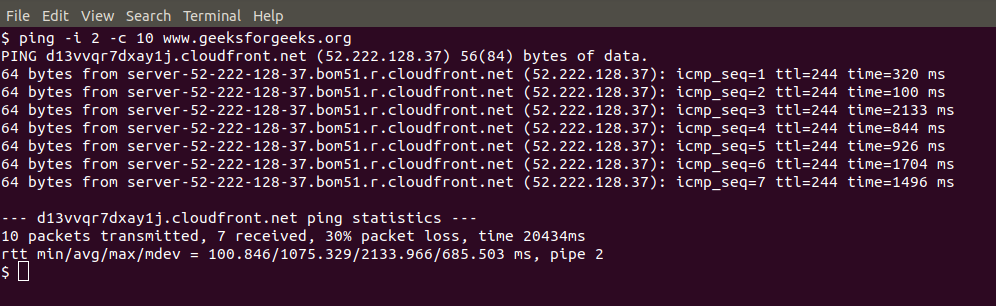 Ping Command In Unix Example