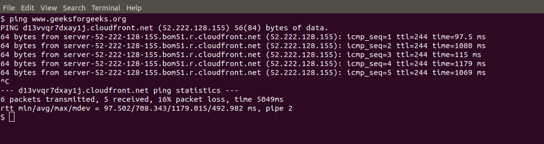 Ping Command In Linux With Examples - Geeksforgeeks