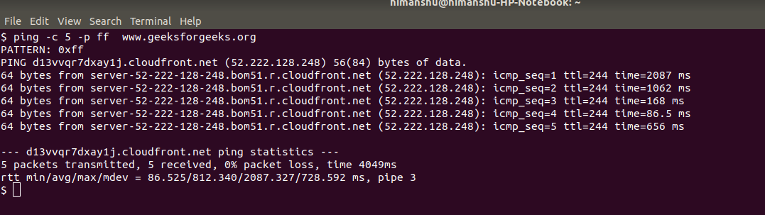 Ping Command In Linux With Examples - Geeksforgeeks