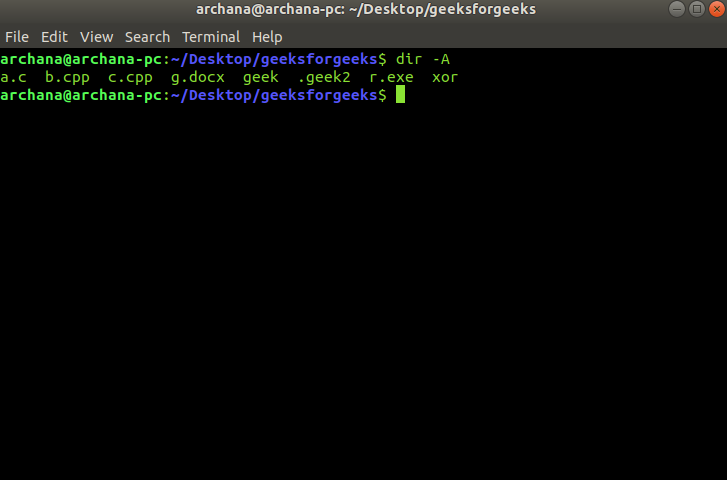Dir Command In Linux With Examples Geeksforgeeks