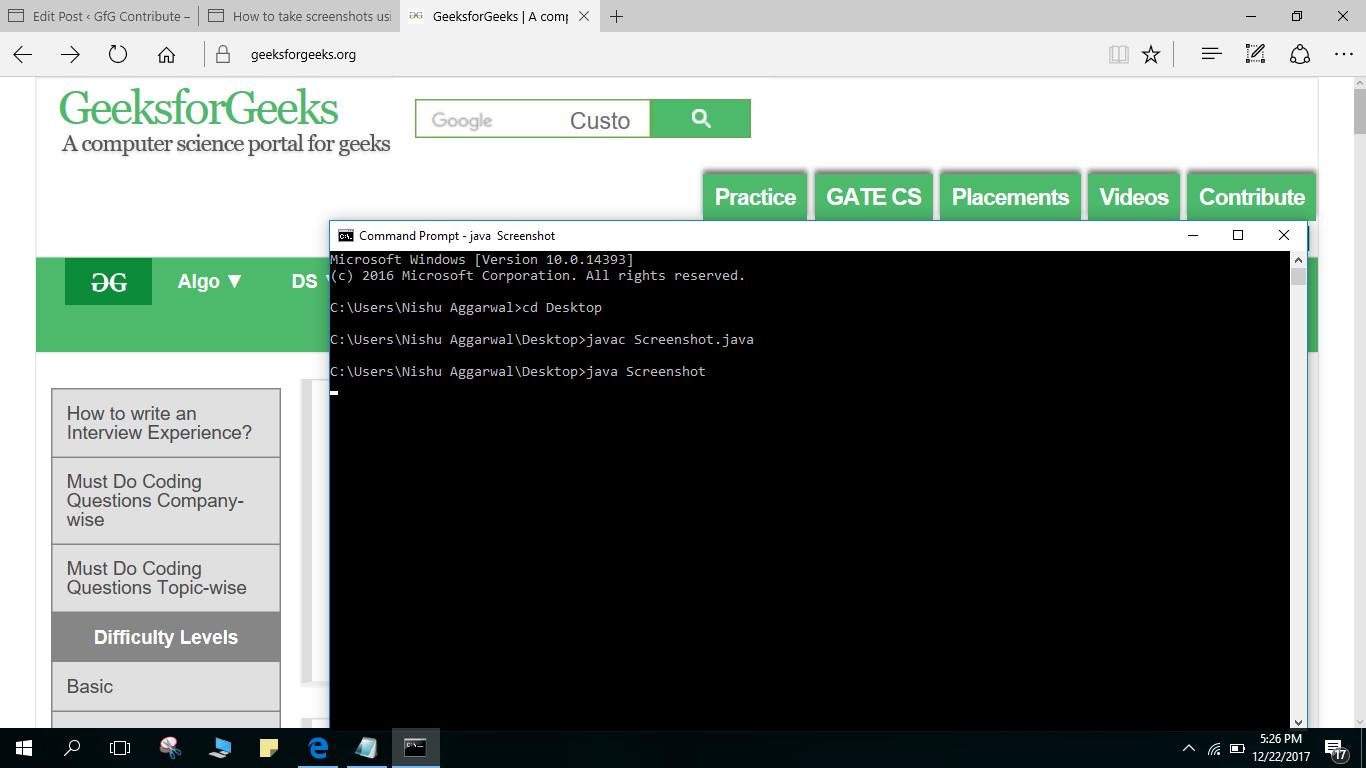 Java Program To Take Screenshots Geeksforgeeks - 