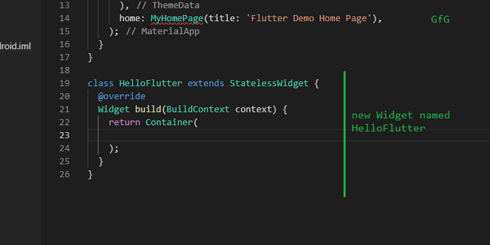 Add Class HelloFlutter