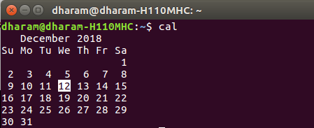 Cal Command In Linux With Examples Geeksforgeeks