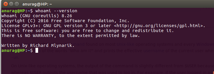 Whoami linux что делает
