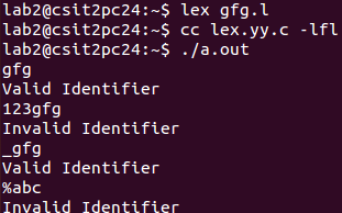 Lex Program To Identify The Identifier - Geeksforgeeks